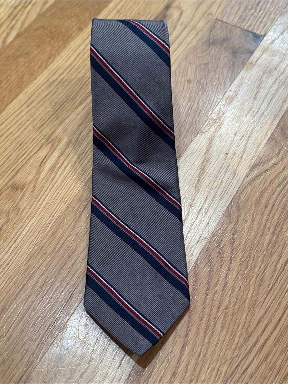 VTG 70s Bert Pulitzer Organzine Silk Tie 3” Skein Dyed Repp Stripe Gray